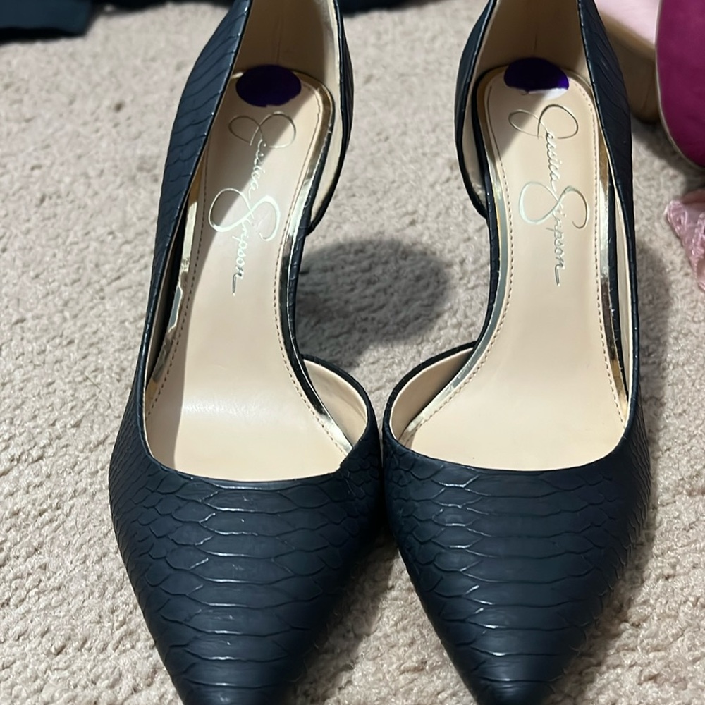 Jessica Simpson Livvy D'Orsay Pointed Toe Stiletto Heel Pumps 8.5M Black